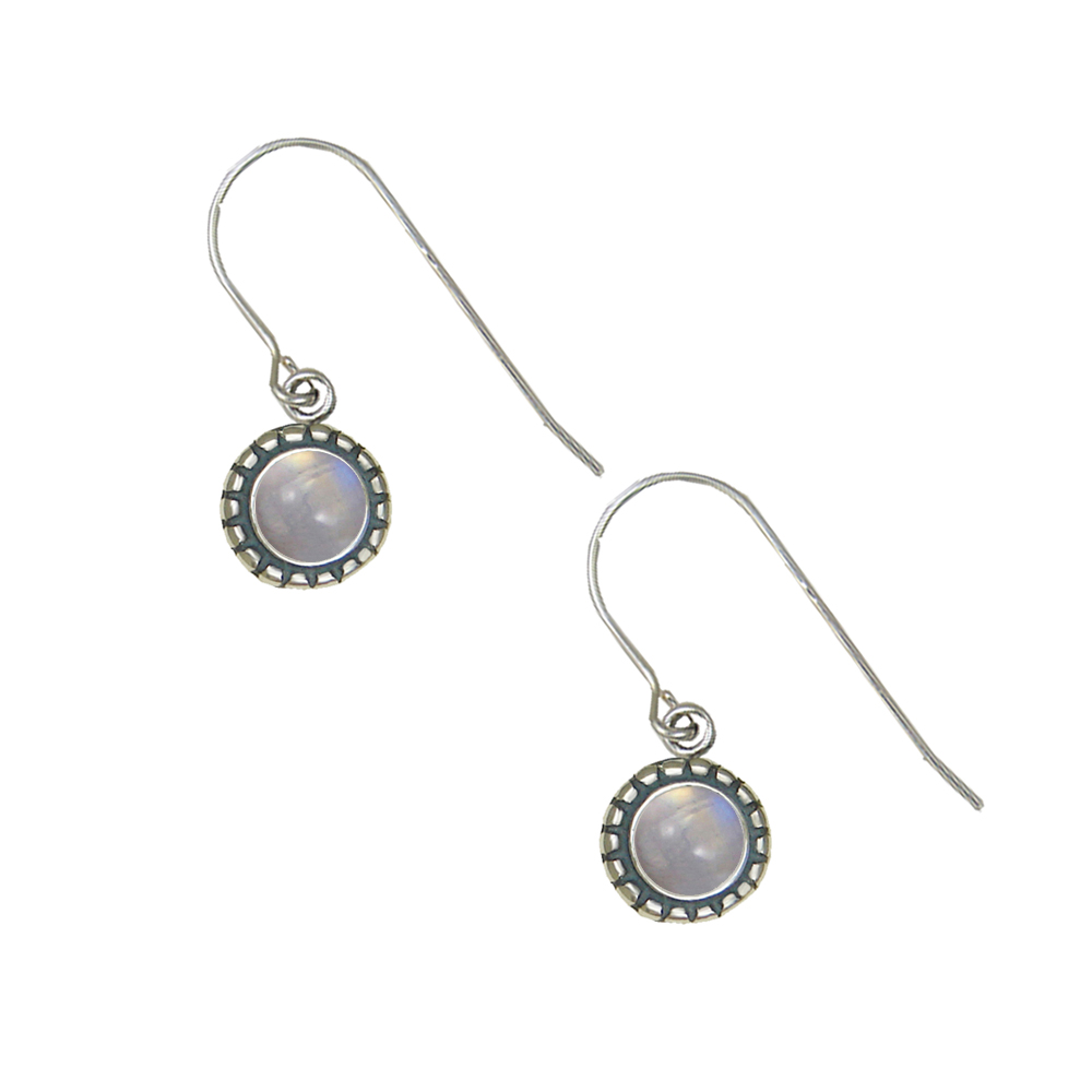 Sterling Silver Little Rainbow Moonstone Gemstone Drop Dangle Earrings